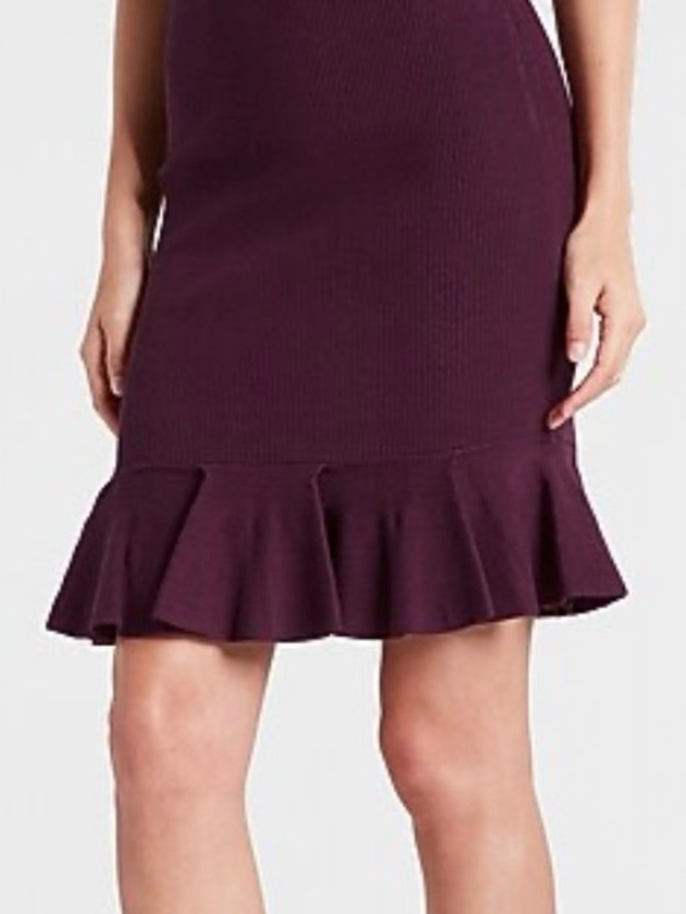 Express Ribbed Peplum Hem Sweater Skirt - Plum